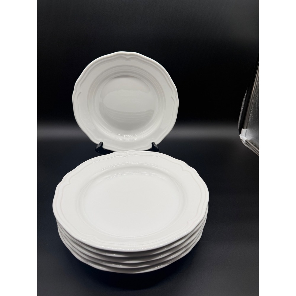 IKEA Arv‎ White Pasta Bowls Set of 6 Scalloped Rim Deep Plates 9.25 Inch 21464